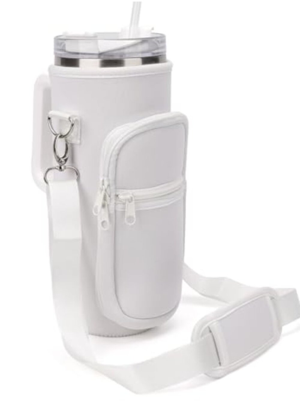 Neoprene Water Bottle Carrier Bag with Phone Pocket & Long Strap for 40oz